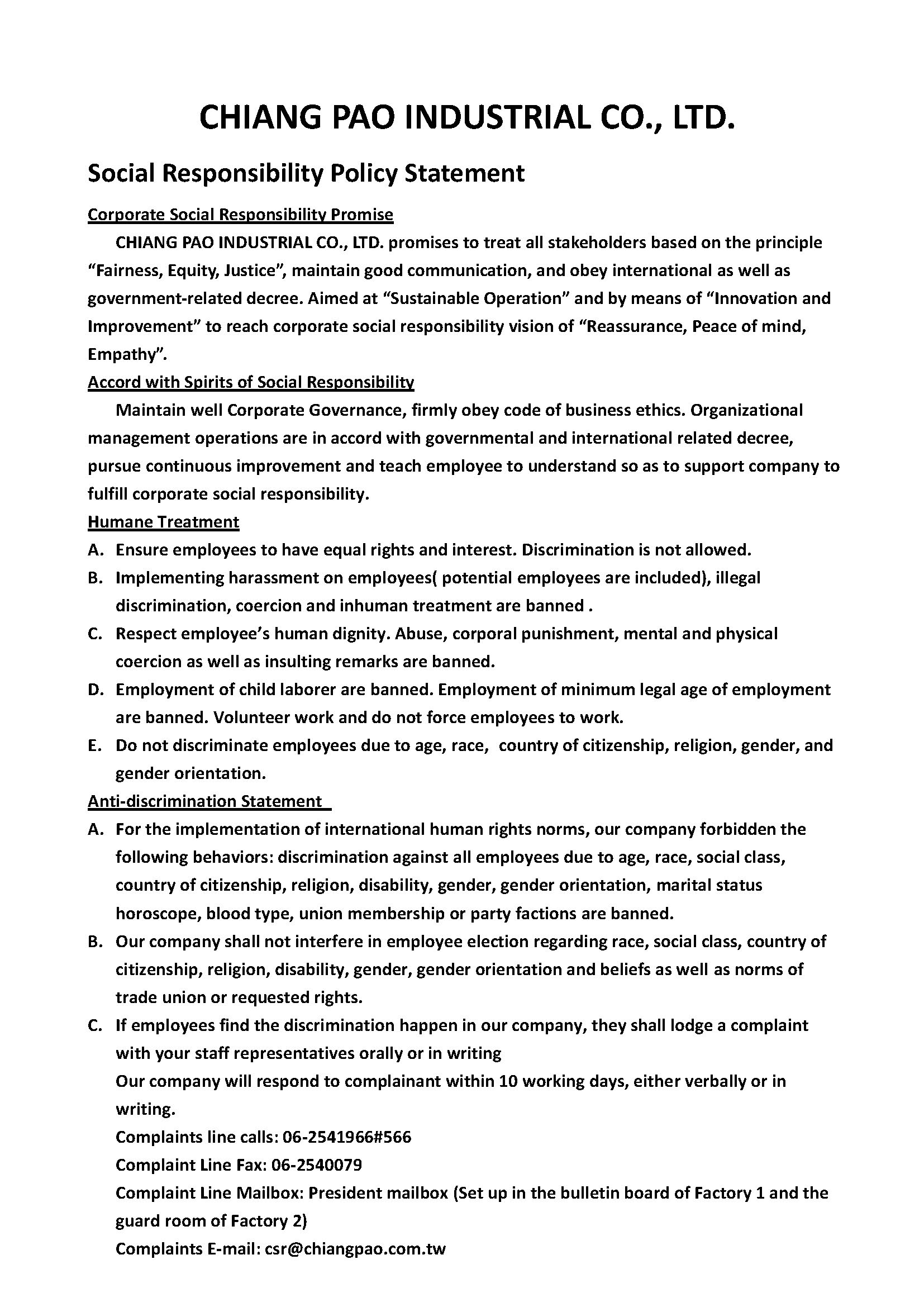 Policy statement